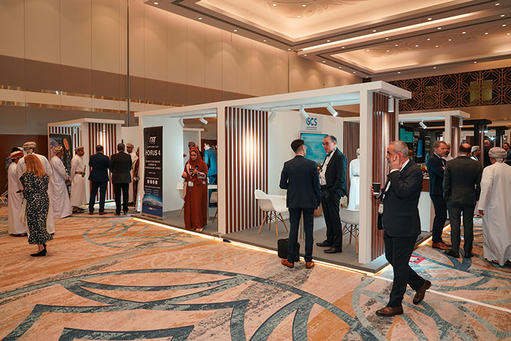 Space technology vendors and service providers exhibit at the Middle East Space Conference in Muscat, Oman. (Source: Euroconsult)