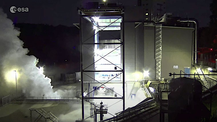 The Ariane 6 upper stage was first test-fired Oct. 5 at the German Aerospace Agency (DLR) site in Lampoldshausen