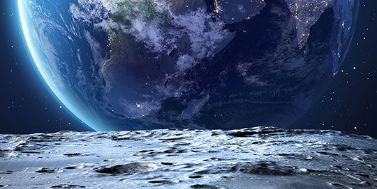 Earth above the moon's horizon