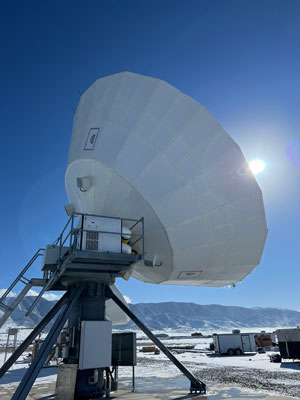 Satellite dish in a snowy remote area