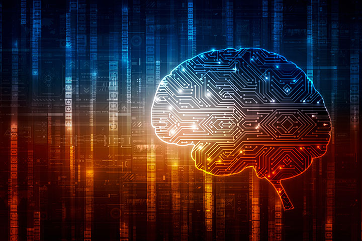 Illustration of a brain and data