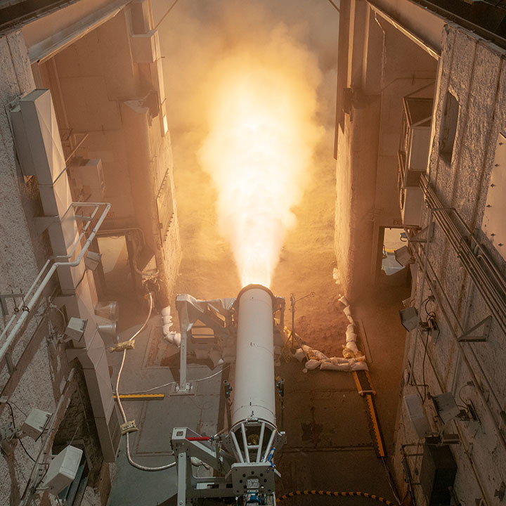 In this May 27, 2021 photo, U.S. Navy Strategic Systems Programs conducts a successful test of the First Stage Solid Rocket Motor as part of the development of its offensive hypersonic strike capability.