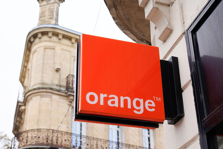 An Orange shop entrance in Aquitane, France. The multinational telco has a long history of using satellite technology that continues to evolve.