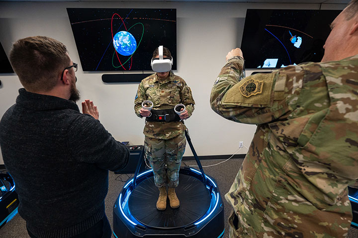 A hands-on demonstration of a virtual reality immersion at the National Security Space Institute, Colorado Springs, Colo., Nov. 8, 2022.