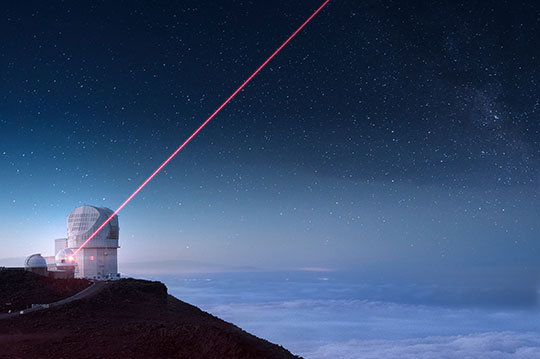 Optical ground station receiving laser communication from space