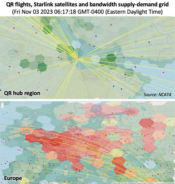 QR flights, Starlink satellites and bandwidth supply-demand grid (Fri Nov 03 2023 06:17:18 GMT-0400 Eastern Daylight Time)