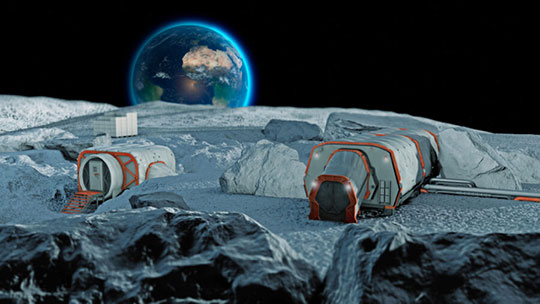3D rendering of a lunar base