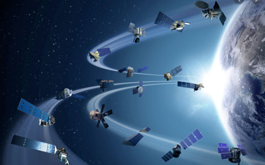 Illustration depicting NASA's fleet of Earth observation satellites