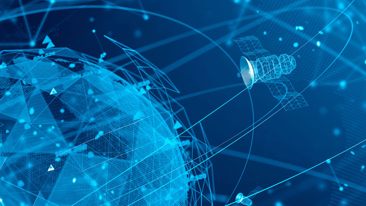 Illustration of a global satellite network