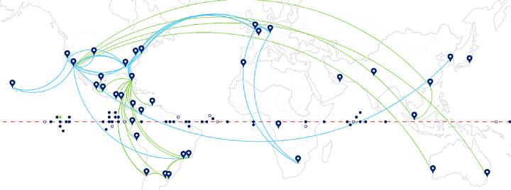 Intelsat has a fleet of 58 GEO-orbit satellites and has LEO partnerships with OneWeb and SpaceX Starlink. A MEO constellation is being studied.