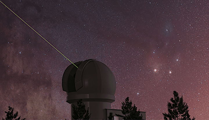 Laser emitting from a ground station