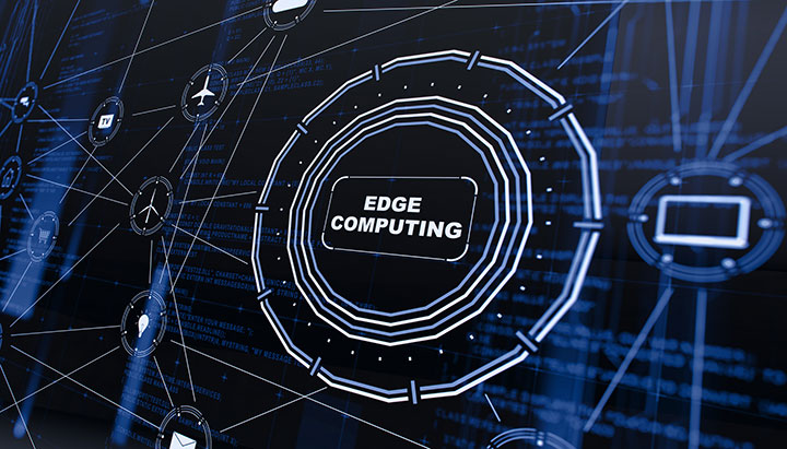 Visualization of a network with the words Edge Computing