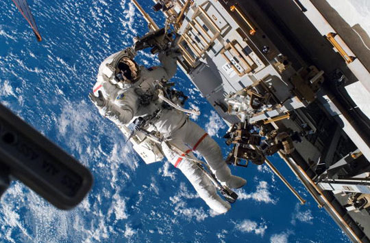 Astronaut performing a space walk