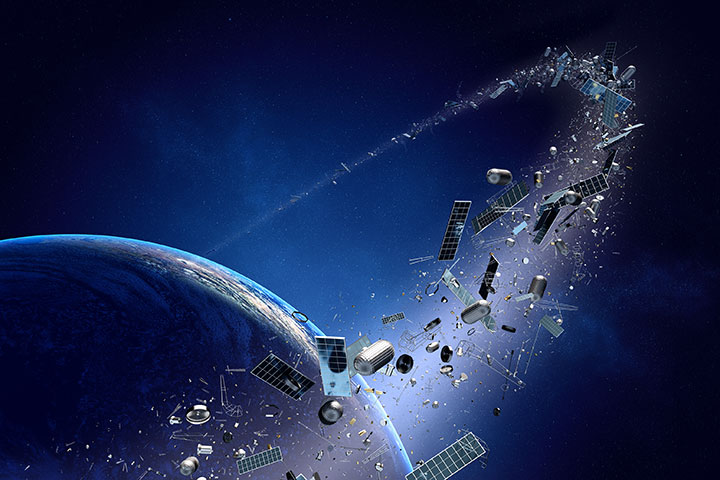 Space junk orbiting around Earth