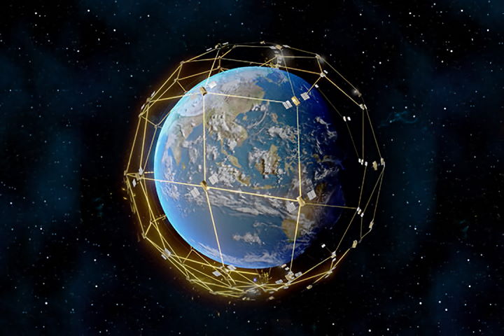 Satellite network orbiting Earth