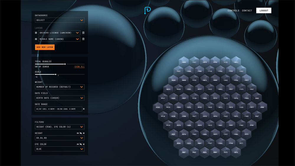 Zoic Labs' PetriCore(r) is a node-based data visualization platform, designed to ingest, aggregate and display disparate datasets in a 3D immersive environment. The proprietary data aggregator gives dynamic visual feedback, allowing users to drill down into data using a circle packing algorithm, with real-time rendering, facilitating data rearrangement and precise analysis.