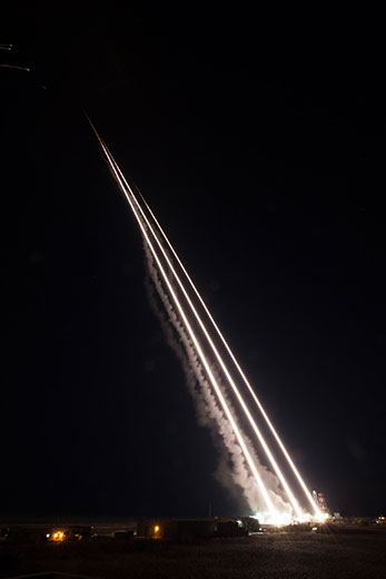 Sounding rockets launching at night